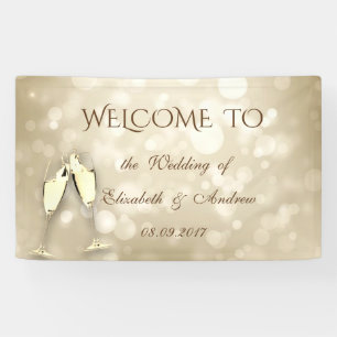 Elegante Bokeh Wijn Glazen Huwelijksbanner Spandoek