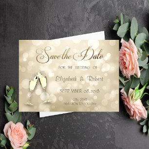 Elegante Bokeh Wijnglazen Save The Date