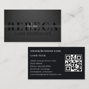 Elegante Bold Lash Tech QR-code Visitekaartje