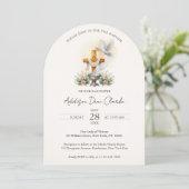 Elegante Boog Aquarel Katholieke Doop Kaart (Staand voorkant)