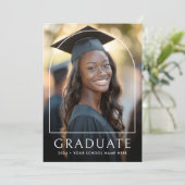 Elegante boog classic afstuderen foto afstuderen bedankkaart (Staand voorkant)