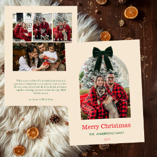 Elegante Boog Familie Kerst Foto Feestdagenkaart