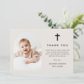 Elegante boog foto doop bedankkaart (Staand voorkant)