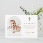 Elegante boog foto doop bedankkaart (Staand voorkant)