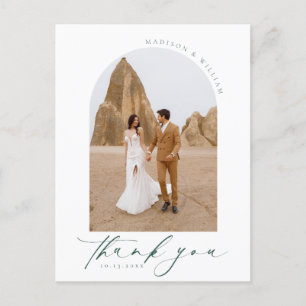 Elegante boog foto groene bruiloft dank u briefkaart