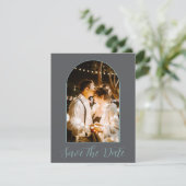 Elegante boog foto met script save the date (Staand voorkant)