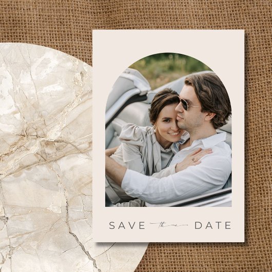 Elegante boog foto moderne bruiloft save the date