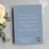 Elegante boog foto QR-code stoffig blauw Save The Date