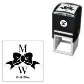 Elegante boog lint #3V bruiloft paar Initialen DT Zelfinktende Stempel (In situ)