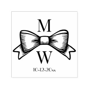 Elegante Boog Lint #6V Trouwkoppel Initialen Dt Zelfinktende Stempel