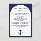 Elegante Boog Marine & Wit Nautische Trouwdetails Informatiekaartje (Achterkant)
