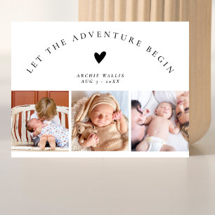 Elegante Boog Minimaal Fotocollage Baby Shower Briefkaart