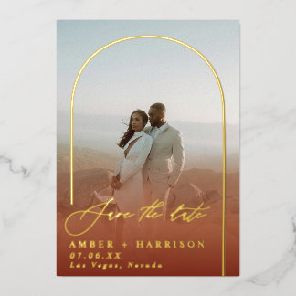 Elegante Boog Moderne Kalligrafie Save the Date Folie Uitnodiging