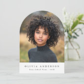 Elegante boogfoto afstuderen aankondiging (Staand voorkant)