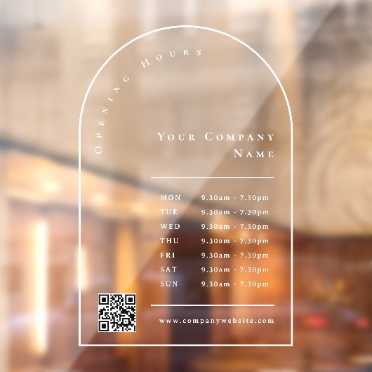 Elegante Boogframe Zakelijke Openingstijden QR-cod Raamsticker (Vel 2)