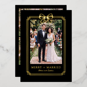 Elegante booglijst Kerst en Getrouwd Foto Folie Feestdagenkaart