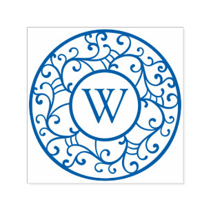 Elegante boomtakken Lacy filigraan krans Initiaal Zelfinktende Stempel