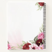 Elegante bordeauxkleurige bloemige bruidsdouche br notitieboek (Achterkant)