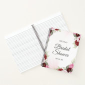 Elegante bordeauxkleurige bloemige bruidsdouche br notitieboek (Binnen)