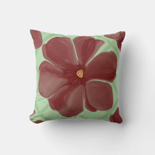Elegante bordeauxrode bloemen en salie groen latti kussen
