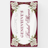 Elegante bordeauxrode bloemengoud bruidsfeest welk spandoek (Verticaal)