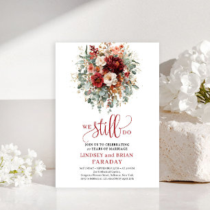 Elegante bordeauxrode bloemige 'We Still Do' uitno Kaart