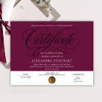 Elegante bordeauxrode certificaat van voltooiing
