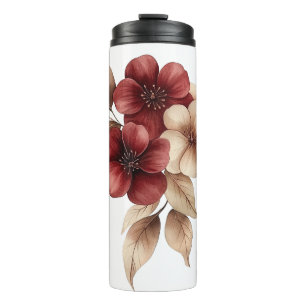 Elegante bordeauxrode en crèmekleurige waterverf b thermosbeker