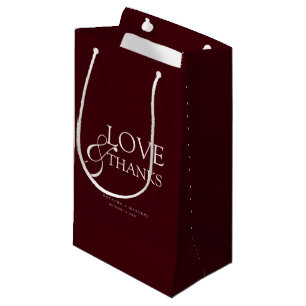 Elegante bordeauxrode en ivoorkleurige trouwkaartj klein cadeauzakje
