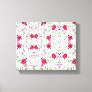 Elegante bordeauxrode en roze lavendel bloementuin canvas afdruk