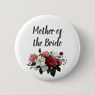 Elegante bordeauxrode en roze moeder van de bruid ronde button 5,7 cm