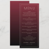 Elegante bordeauxrode formele menukaart (Voorkant / Achterkant)