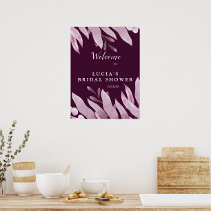 Elegante bordeauxrode grote bladeren bruiloftsshow poster
