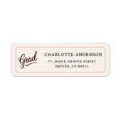 Elegante bordeauxrode script retourlabel etiket (Voorkant)