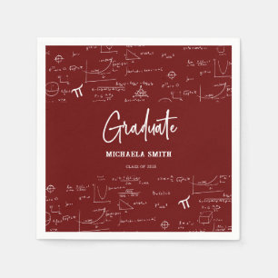 Elegante bordeauxrode script wiskunde afstudeer se servet