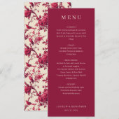 Elegante bordeauxrode trouwmenu menu (Voorkant / Achterkant)