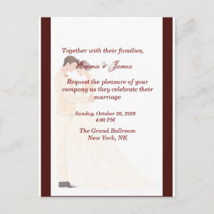 Elegante bordeauxrode trouwuitnodiging briefkaart