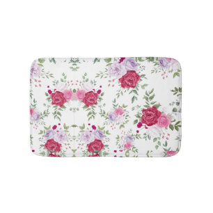 Elegante bordeauxrood en roze lavendel bloementuin badmat