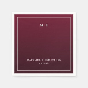 Elegante bordeauxrood minimalistische initialen servet