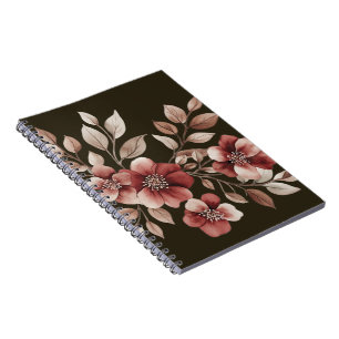 Elegante bordeauxroze watercolor bloemenboeket notitieboek