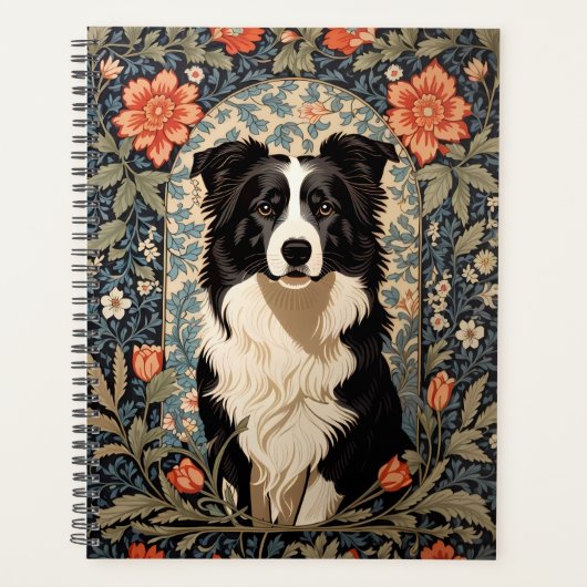 Elegante Border Collie William Morris Geïnspireerd Planner (Voorkant)