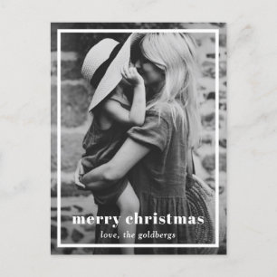 Elegante border foto moderne kerst feestdagenkaart