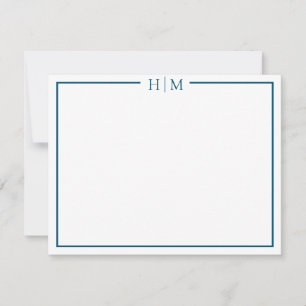 Elegante border monogrammed minimalist notitiekaartje