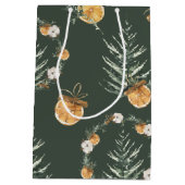 Elegante Bos Groene Waterverf Winter Monogram Medium Cadeauzakje (Achterkant)