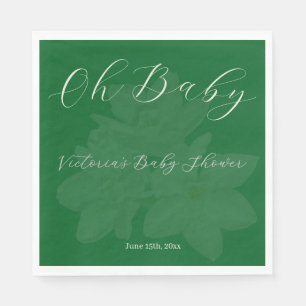 Elegante bos & saliegroene "Oh Baby" naam Shower Servet