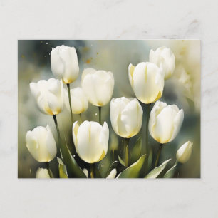 Elegante bos witte tulpen in een serene tuin briefkaart