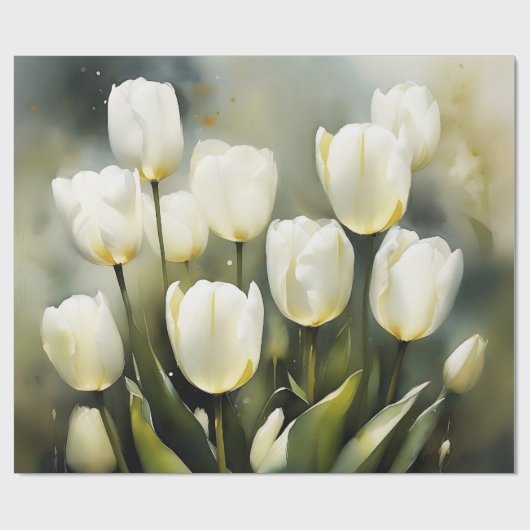 Elegante bos witte tulpen in een serene tuin cadeaupapier (Vlak)