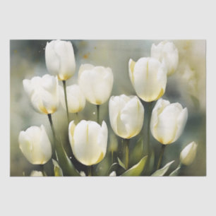 Elegante bos witte tulpen in een serene tuin tissuepapier
