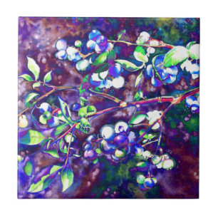 Elegante bosbessen waterverf schilderij tegeltje