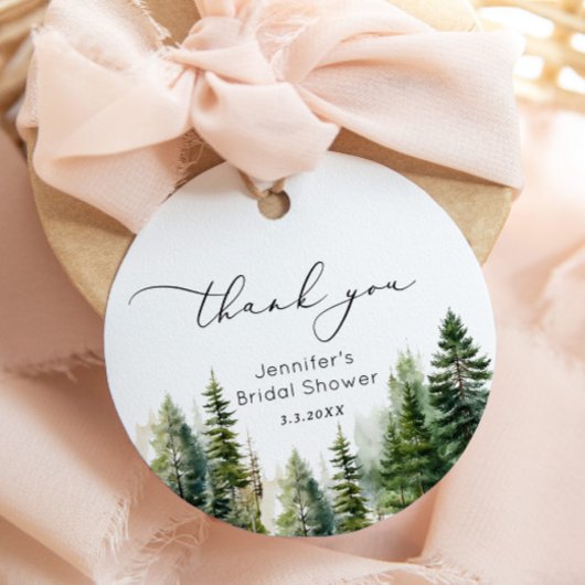 Elegante bosdennen bruids bedankje bedankjes labels
